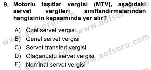 Vergi Planlaması Dersi 2025 - 2026 Yılı (Final) Dönem Sonu Sınav Soruları 9. Soru