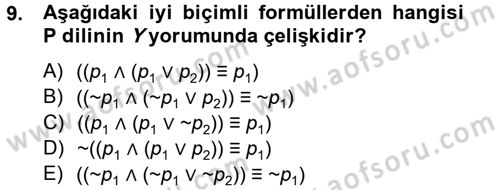 Sembolik Mantık Dersi 2012 - 2013 Yılı (Vize) Ara Sınav Soruları 9. Soru