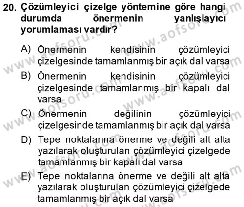 Sembolik Mantık Dersi 2014 - 2015 Yılı (Vize) Ara Sınavı 20. Soru