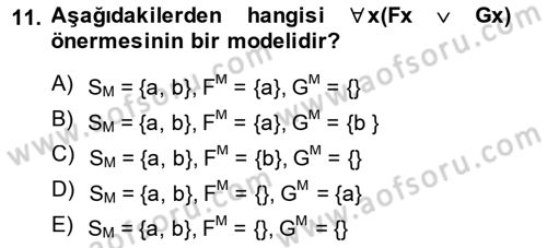 Sembolik Mantık Dersi 2014 - 2015 Yılı (Final) Dönem Sonu Sınavı 11. Soru