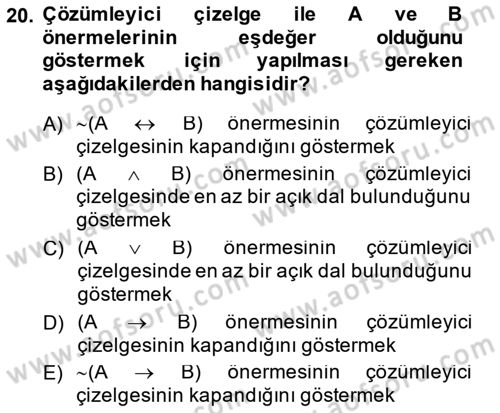 Sembolik Mantık Dersi 2014 - 2015 Yılı (Final) Dönem Sonu Sınavı 20. Soru