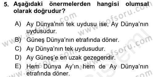 Sembolik Mantık Dersi 2015 - 2016 Yılı (Vize) Ara Sınavı 5. Soru