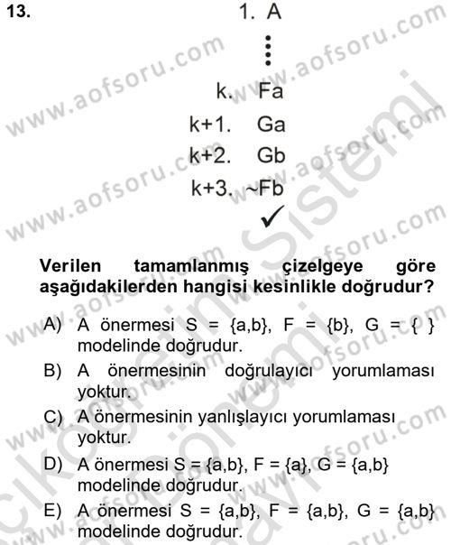 Sembolik Mantık Dersi 2015 - 2016 Yılı (Final) Dönem Sonu Sınavı 13. Soru