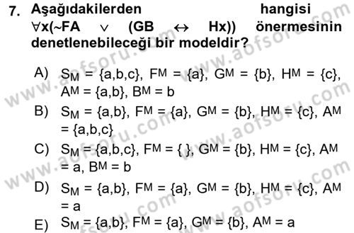 Sembolik Mantık Dersi 2015 - 2016 Yılı (Final) Dönem Sonu Sınavı 7. Soru