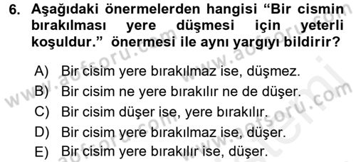 Sembolik Mantık Dersi 2017 - 2018 Yılı (Vize) Ara Sınavı 6. Soru