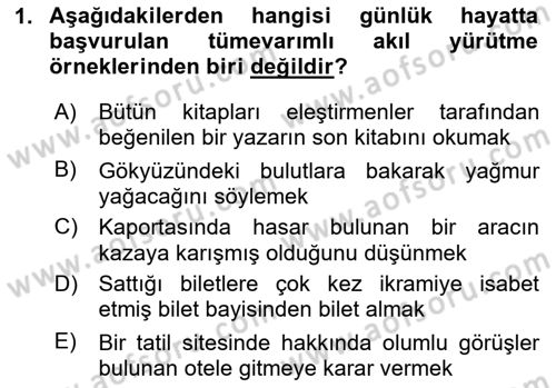 Sembolik Mantık Dersi 2020 - 2021 Yılı Yaz Okulu Sınav Soruları 1. Soru