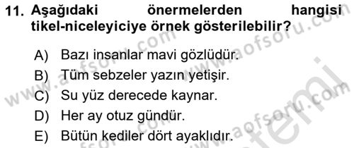 Sembolik Mantık Dersi 2021 - 2022 Yılı Yaz Okulu Sınav Soruları 11. Soru