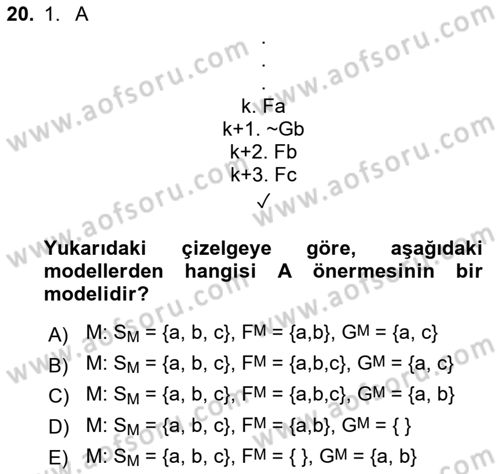 Sembolik Mantık Dersi 2021 - 2022 Yılı Yaz Okulu Sınav Soruları 20. Soru