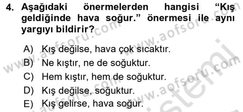 Sembolik Mantık Dersi 2021 - 2022 Yılı Yaz Okulu Sınav Soruları 4. Soru
