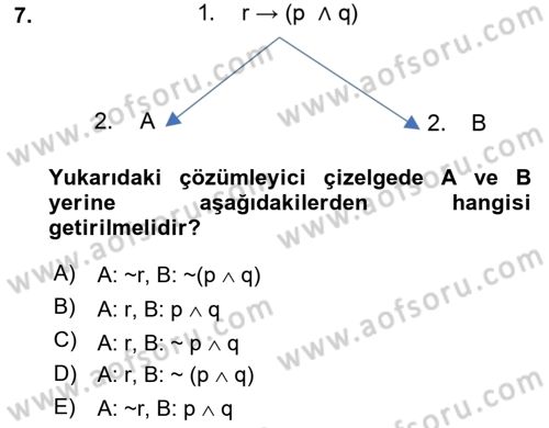 Sembolik Mantık Dersi 2021 - 2022 Yılı Yaz Okulu Sınav Soruları 7. Soru