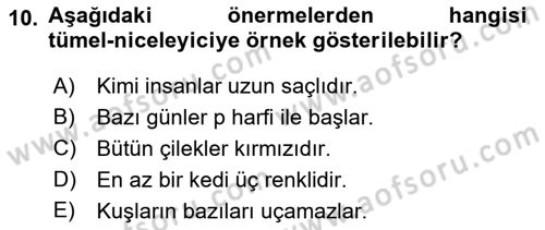 Sembolik Mantık Dersi 2022 - 2023 Yılı Yaz Okulu Sınav Soruları 10. Soru