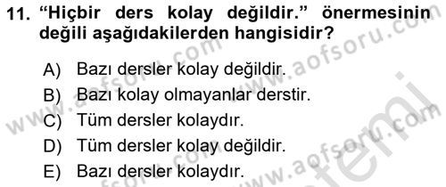 Sembolik Mantık Dersi 2022 - 2023 Yılı Yaz Okulu Sınav Soruları 11. Soru