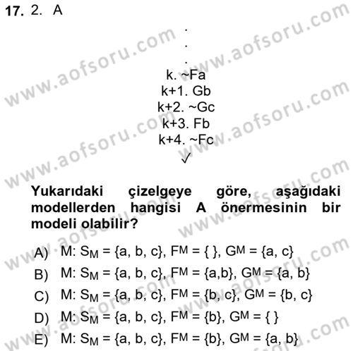 Sembolik Mantık Dersi 2022 - 2023 Yılı Yaz Okulu Sınav Soruları 17. Soru