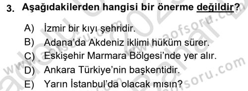 Sembolik Mantık Dersi 2023 - 2024 Yılı (Vize) Ara Sınavı 3. Soru