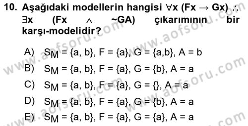 Sembolik Mantık Dersi 2023 - 2024 Yılı (Final) Dönem Sonu Sınav Soruları 10. Soru