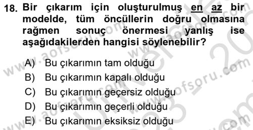 Sembolik Mantık Dersi 2023 - 2024 Yılı (Final) Dönem Sonu Sınav Soruları 18. Soru