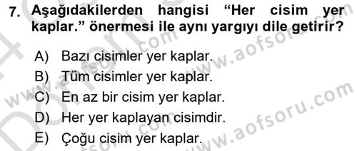 Sembolik Mantık Dersi 2023 - 2024 Yılı (Final) Dönem Sonu Sınav Soruları 7. Soru