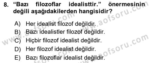 Sembolik Mantık Dersi 2023 - 2024 Yılı (Final) Dönem Sonu Sınav Soruları 8. Soru