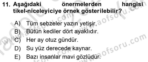 Sembolik Mantık Dersi 2023 - 2024 Yılı Yaz Okulu Sınav Soruları 11. Soru