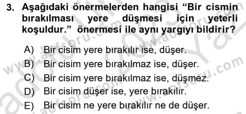Sembolik Mantık Dersi 2023 - 2024 Yılı Yaz Okulu Sınav Soruları 3. Soru