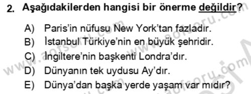 Sembolik Mantık Dersi 2024 - 2025 Yılı (Vize) Ara Sınav Soruları 2. Soru