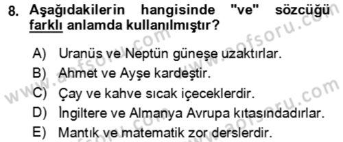 Sembolik Mantık Dersi 2024 - 2025 Yılı (Vize) Ara Sınav Soruları 8. Soru