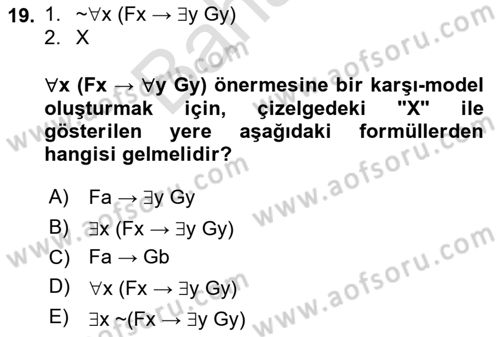 Sembolik Mantık Dersi 2024 - 2025 Yılı (Final) Dönem Sonu Sınav Soruları 19. Soru