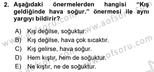Sembolik Mantık Dersi 2024 - 2025 Yılı (Final) Dönem Sonu Sınav Soruları 2. Soru