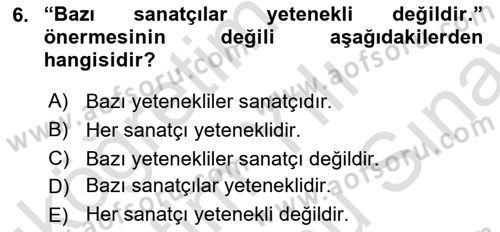 Sembolik Mantık Dersi 2024 - 2025 Yılı (Final) Dönem Sonu Sınav Soruları 6. Soru