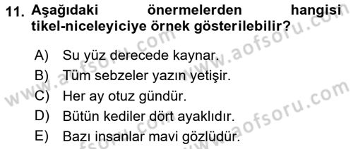 Sembolik Mantık Dersi 2024 - 2025 Yılı Yaz Okulu Sınav Soruları 11. Soru