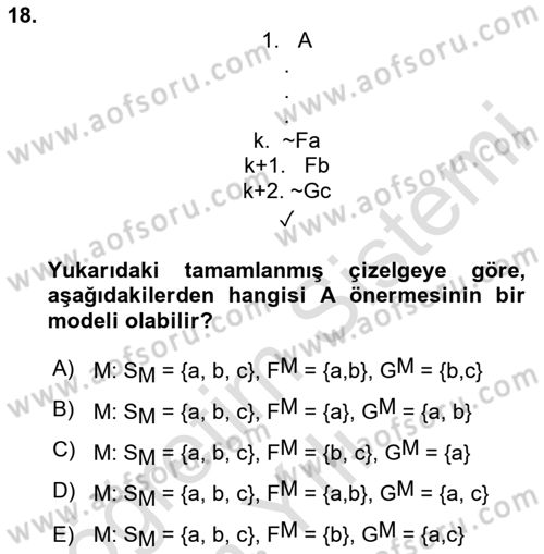 Sembolik Mantık Dersi 2024 - 2025 Yılı Yaz Okulu Sınav Soruları 18. Soru