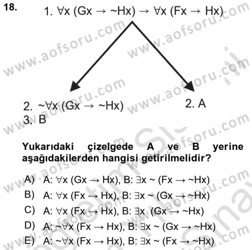 Sembolik Mantık Dersi 2025 - 2026 Yılı (Final) Dönem Sonu Sınav Soruları 18. Soru