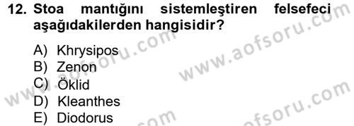 Mantığın Gelişimi Dersi 2012 - 2013 Yılı (Vize) Ara Sınav Soruları 12. Soru