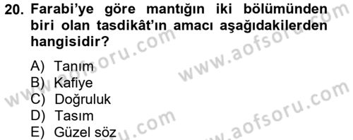 Mantığın Gelişimi Dersi 2012 - 2013 Yılı (Vize) Ara Sınav Soruları 20. Soru