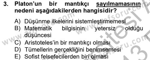 Mantığın Gelişimi Dersi 2012 - 2013 Yılı (Vize) Ara Sınav Soruları 3. Soru