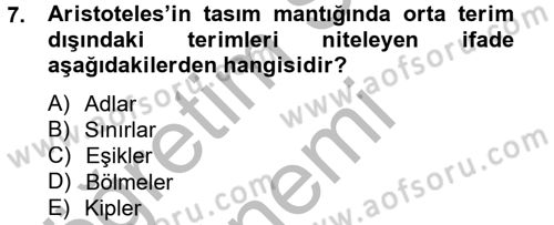 Mantığın Gelişimi Dersi 2012 - 2013 Yılı (Vize) Ara Sınav Soruları 7. Soru