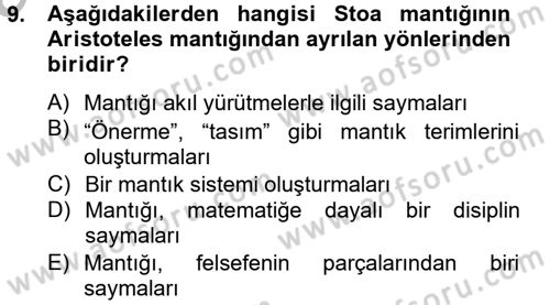 Mantığın Gelişimi Dersi 2012 - 2013 Yılı (Vize) Ara Sınav Soruları 9. Soru