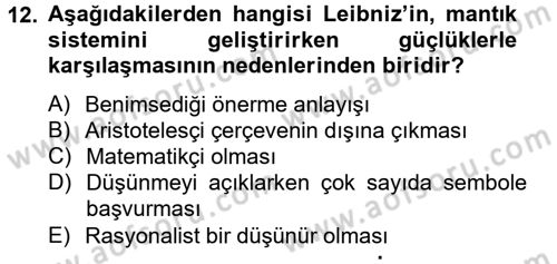 Mantığın Gelişimi Dersi 2012 - 2013 Yılı (Final) Dönem Sonu Sınav Soruları 12. Soru