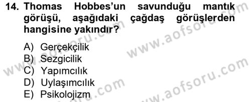 Mantığın Gelişimi Dersi 2012 - 2013 Yılı (Final) Dönem Sonu Sınav Soruları 14. Soru