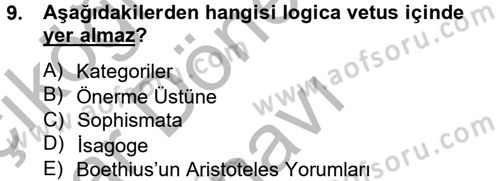 Mantığın Gelişimi Dersi 2012 - 2013 Yılı (Final) Dönem Sonu Sınav Soruları 9. Soru
