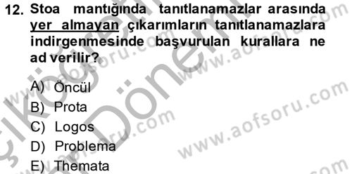 Mantığın Gelişimi Dersi 2013 - 2014 Yılı (Vize) Ara Sınav Soruları 12. Soru