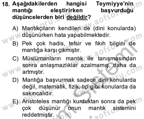 Mantığın Gelişimi Dersi 2013 - 2014 Yılı (Vize) Ara Sınavı 18. Soru