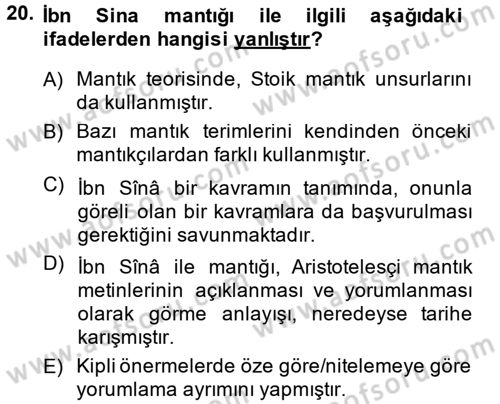 Mantığın Gelişimi Dersi 2013 - 2014 Yılı (Vize) Ara Sınav Soruları 20. Soru