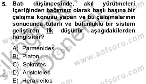 Mantığın Gelişimi Dersi 2013 - 2014 Yılı (Vize) Ara Sınav Soruları 5. Soru