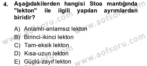 Mantığın Gelişimi Dersi 2013 - 2014 Yılı (Final) Dönem Sonu Sınav Soruları 4. Soru
