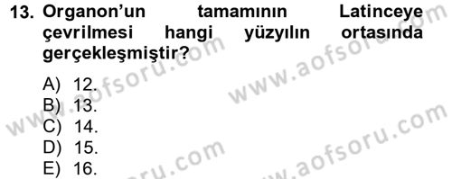 Mantığın Gelişimi Dersi 2013 - 2014 Yılı Tek Ders Sınav Soruları 13. Soru