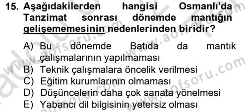 Mantığın Gelişimi Dersi 2013 - 2014 Yılı Tek Ders Sınav Soruları 15. Soru