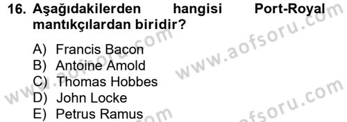 Mantığın Gelişimi Dersi 2013 - 2014 Yılı Tek Ders Sınav Soruları 16. Soru