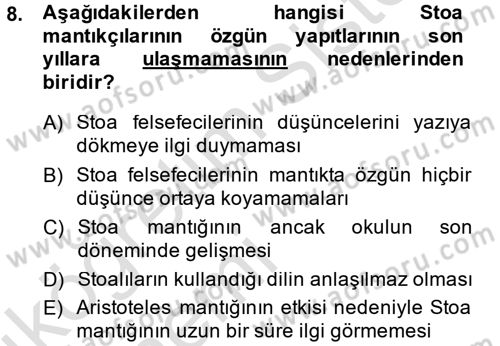 Mantığın Gelişimi Dersi 2013 - 2014 Yılı Tek Ders Sınav Soruları 8. Soru