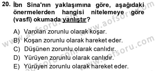 Mantığın Gelişimi Dersi 2014 - 2015 Yılı (Vize) Ara Sınavı 20. Soru